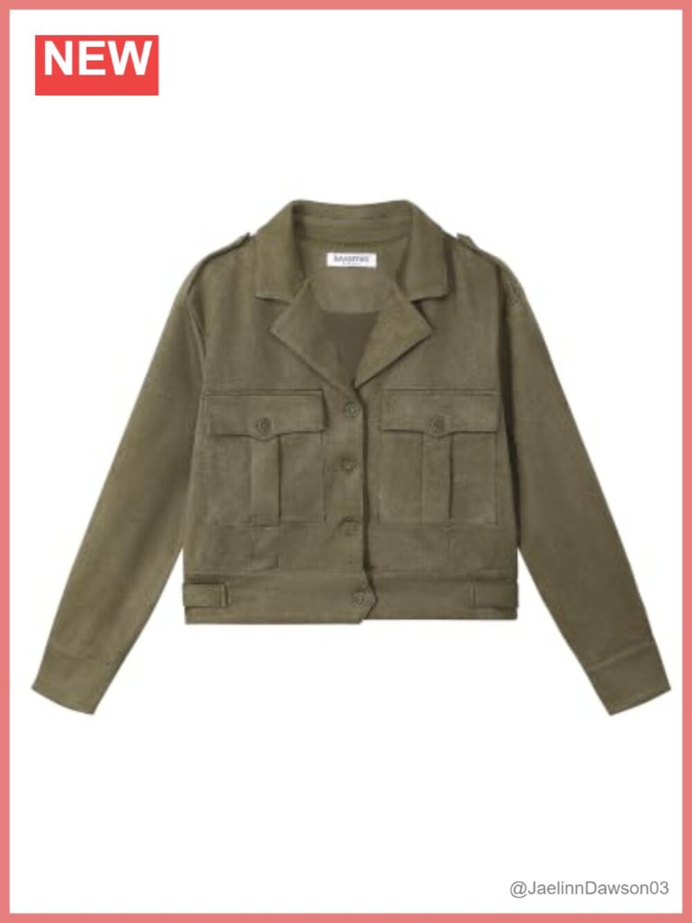 Faux Suede Cropped Button Down Jacket with Long Sleeves and Lapel Collar
